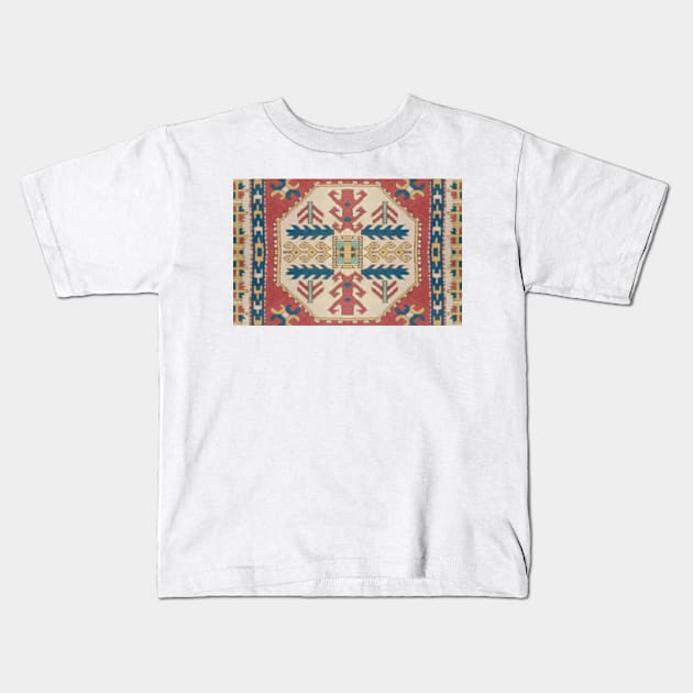 Turkish Kilim Textured Pattern Kids T-Shirt by justrachna